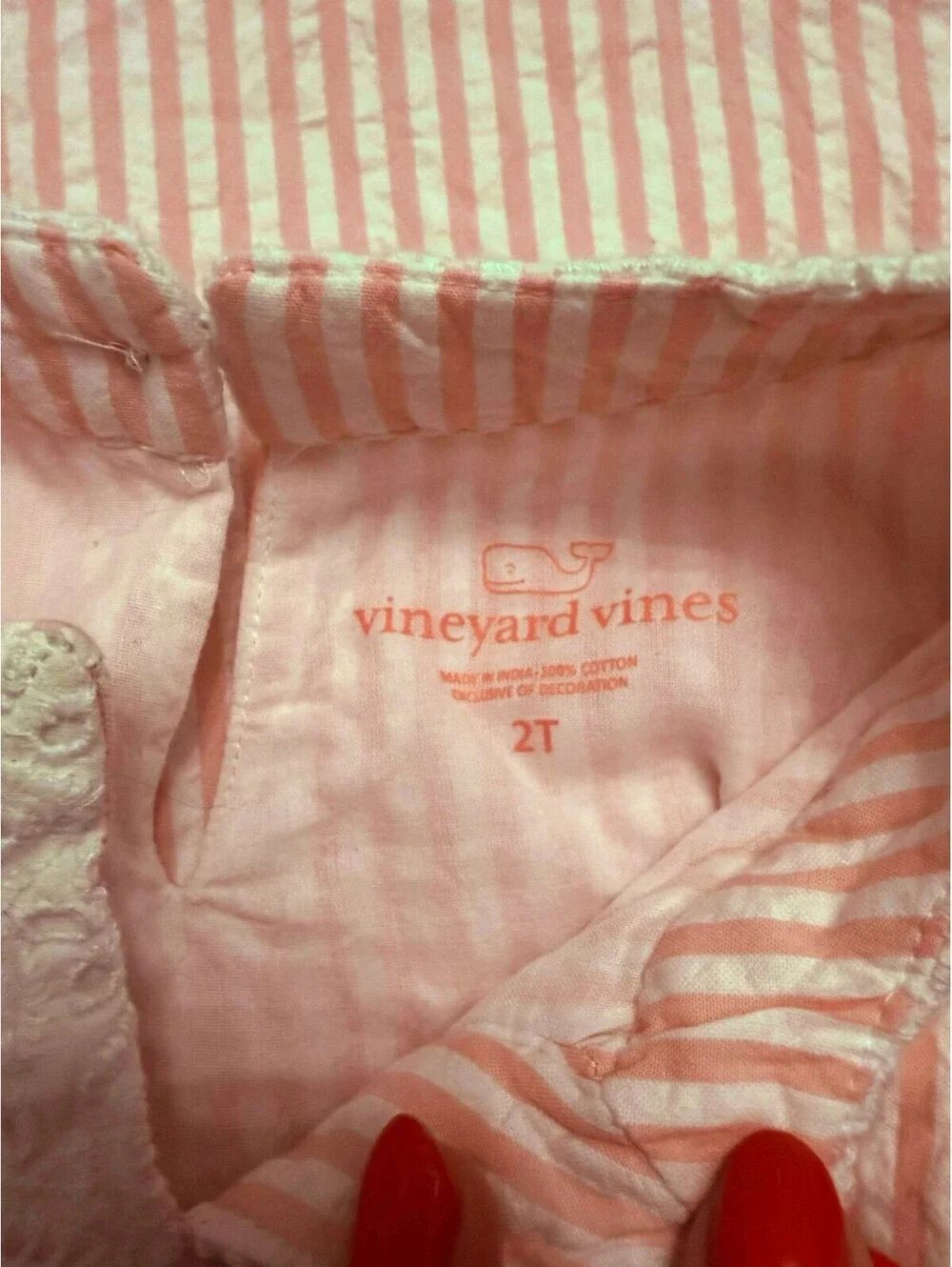 Vineyard Vines Sz 2T Pink & White Stripe Seersucker Sleeveless Shift Dress Girls